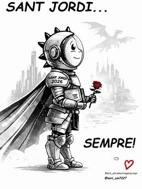 Una ilustración simpática y divertida de la ilustradora Míriam Carrillo que como cada año nos deleita con su Sant Jordi particular, Es Isi el protagonista de una de sus cuentas de instagram @miri_am7227 donde Isi es el protagonista de "dilemas de un soñador en la tierra"